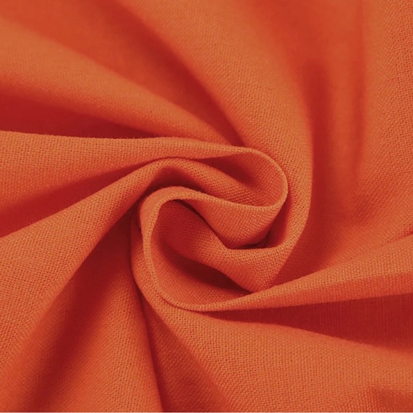 Commense Pleated Orange Wide-Leg Linen Pants - Picture 3 of 7